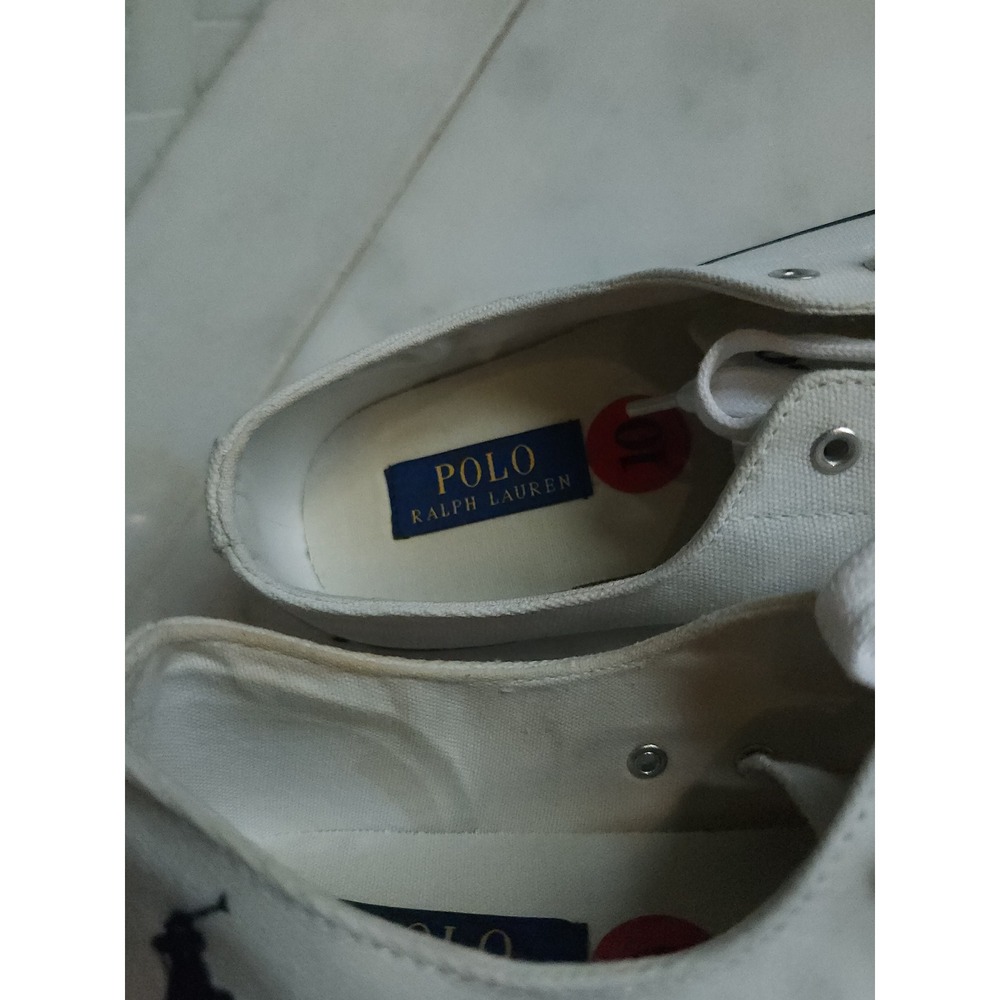 Polo Ralph Lauren Parnell Sneakers Women 10B White Oxford Canvas Low Top Preppy - Picture 9 of 13